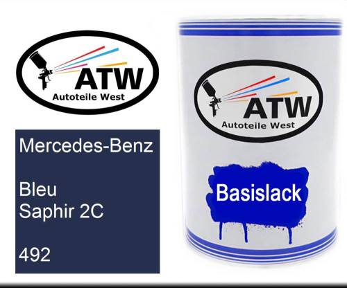 Mercedes-Benz, Bleu Saphir 2C, 492: 500ml Lackdose, von ATW Autoteile West.